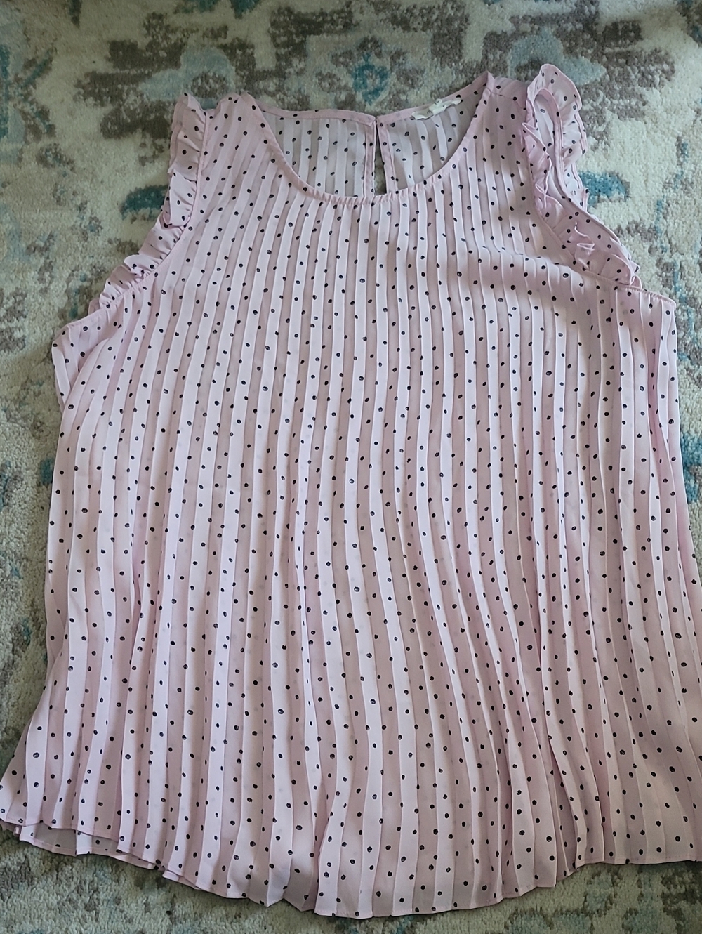 5 For $25 Maurices Light Pink Sleeveless Pleated Polka Dot Blouse